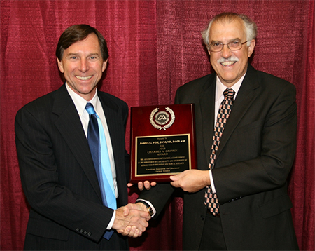 Griffin award presented to Dr. Fox by Dr. Christian Newcomer at AALAS, 2008